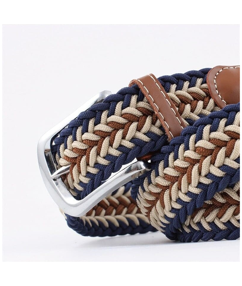 Ceinture Tressée tricolore beige
