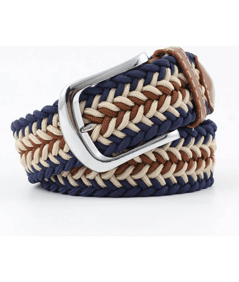 Ceinture Tressée tricolore bleu