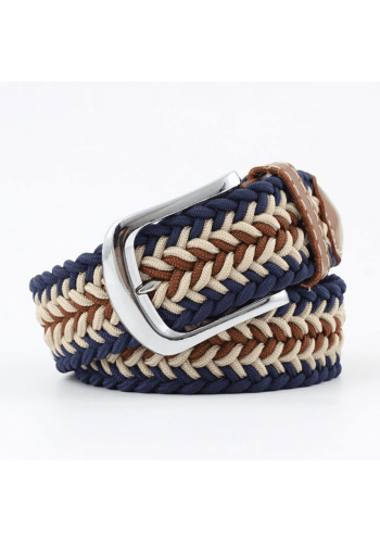 Ceinture Tressée tricolore bleu