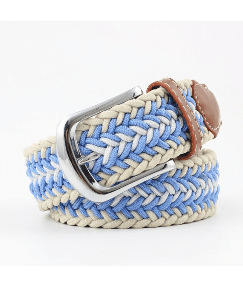 Ceinture Tressée tricolore bleu ciel
