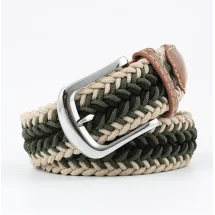 Ceinture Tressée tricolore vert kaki | Costume Privé Paris