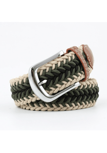 Ceinture Tressée tricolore vert kaki