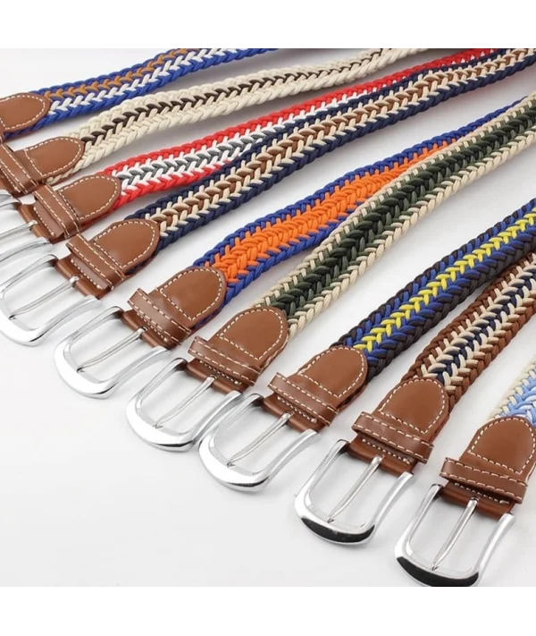 Ceinture Tressée tricolore vert kaki | Costume Privé Paris