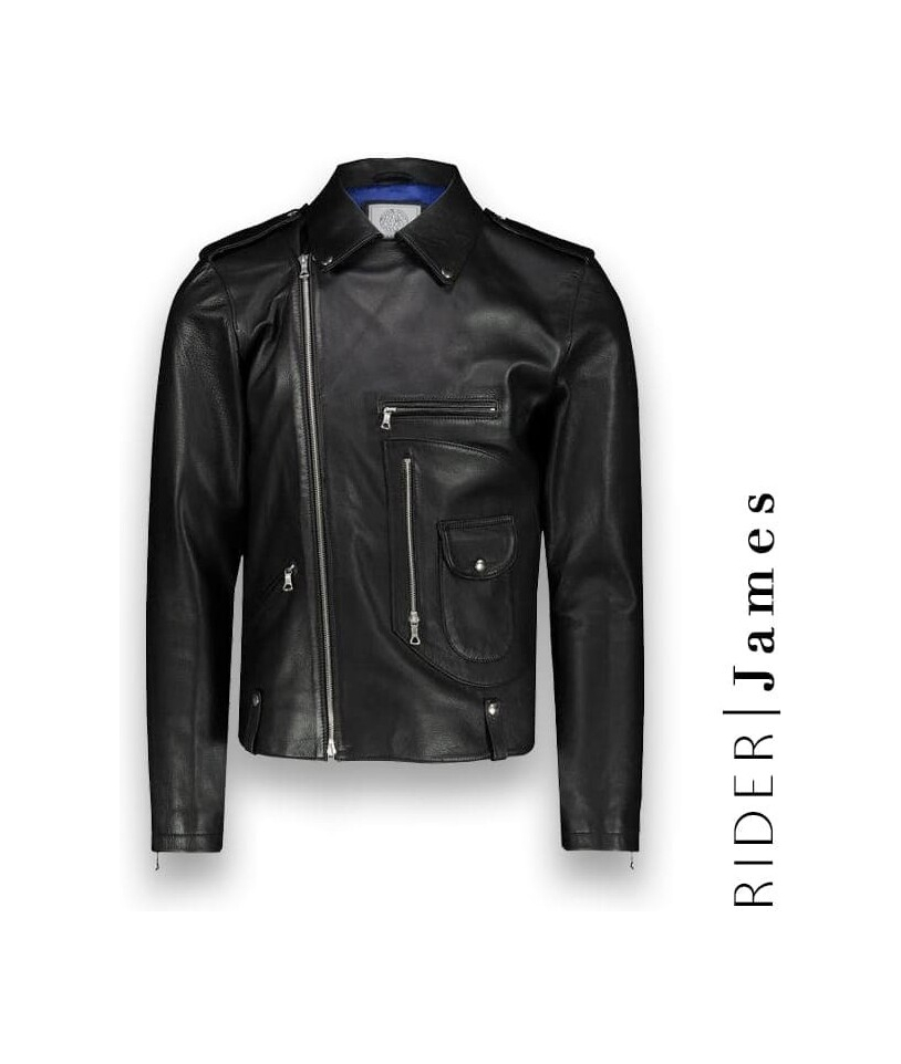 Blouson biker Cuir Noir James : L'icône Premium indémodable