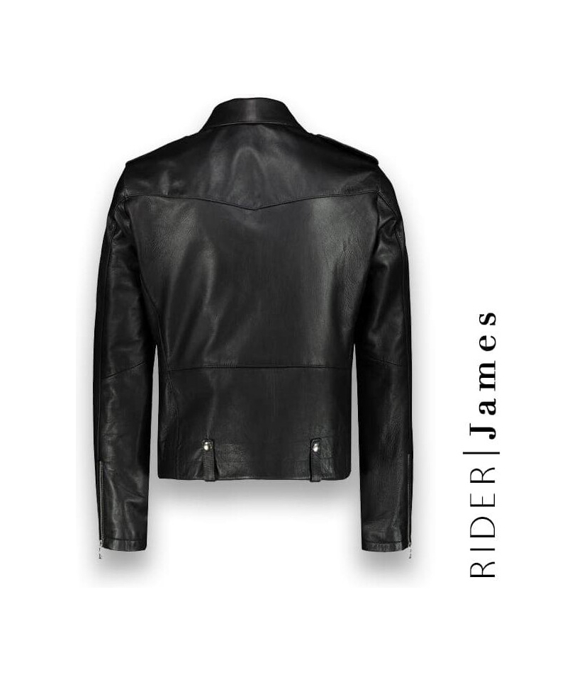 Blouson biker Cuir Noir James : L'icône Premium indémodable