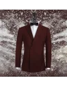 Smoking croisé 1 bouton col châle bordeaux | Costume Privé Paris