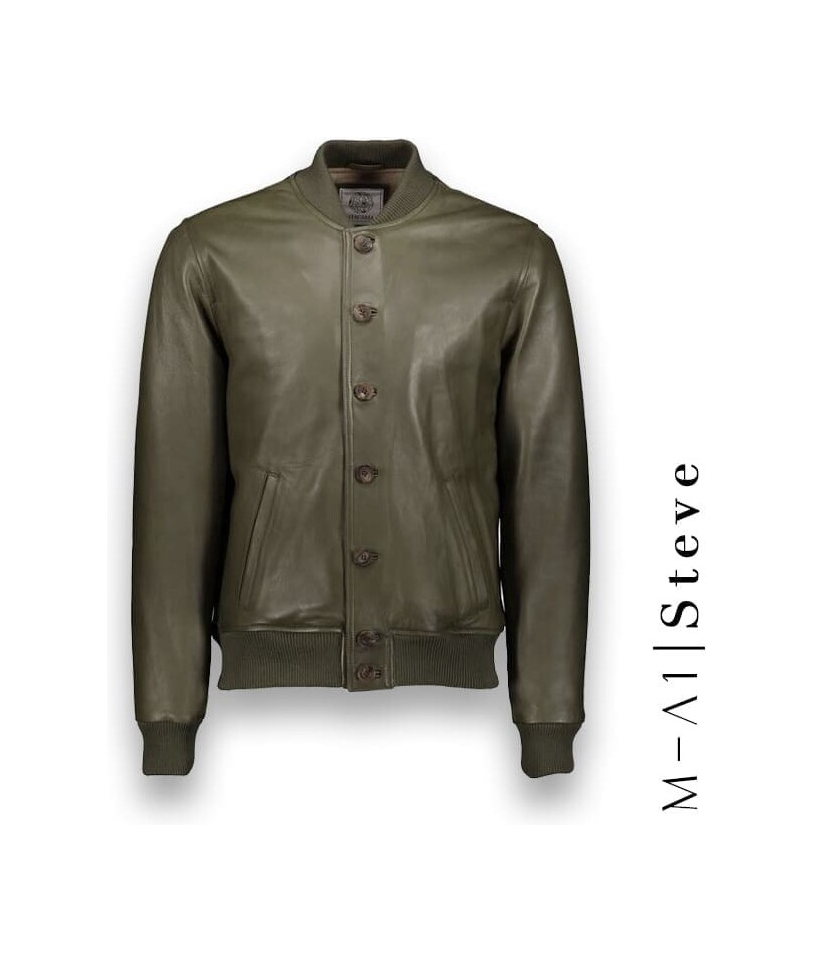 Blouson Cuir vert MA1 Steve