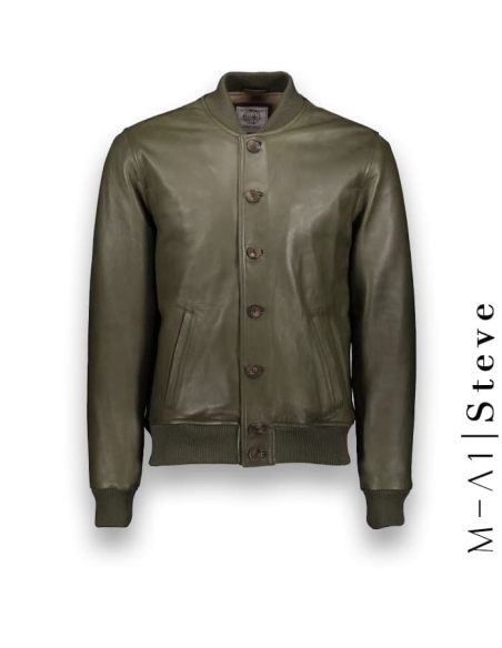 Blouson Cuir vert MA1 Steve – Style intemporel et polyvalent