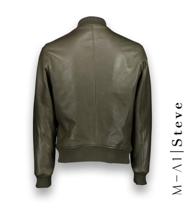 Blouson Cuir vert MA1 Steve – Style intemporel et polyvalent