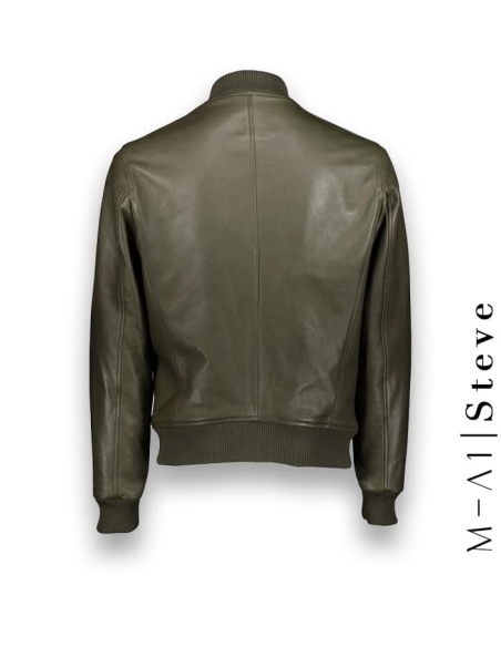 Blouson Cuir vert MA1 Steve – Style intemporel et polyvalent