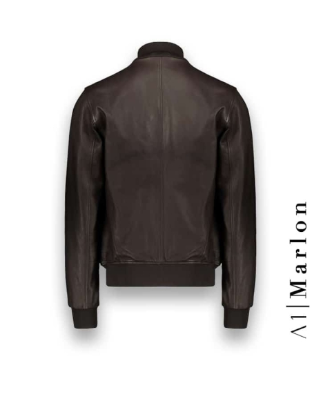 Blouson Cuir marron foncé A1 Marlon en agneau souple