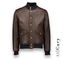 Blouson cuir marron glacé A1 Cary premium | Costume Privé Paris