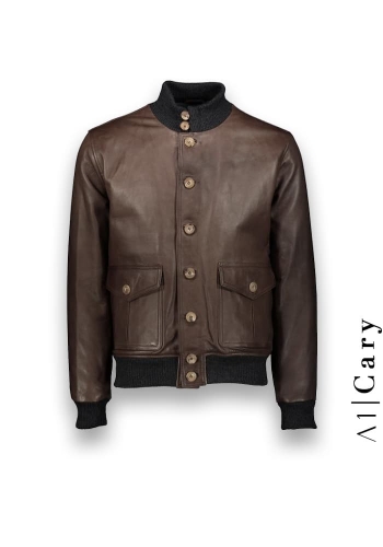Blouson Cuir marron glacé A1 Cary