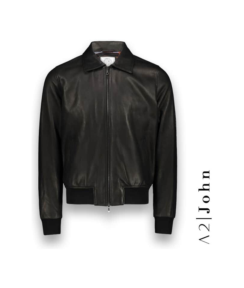 Blouson Cuir Noir A2 John
