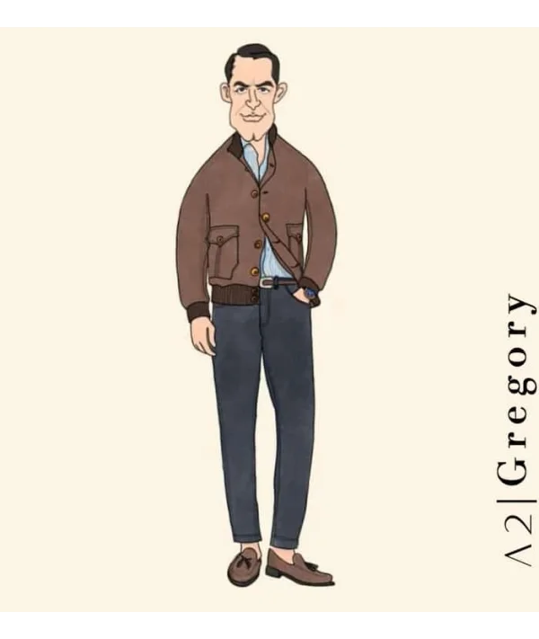 Blouson Cuir marron foncé A2 Gregory | Costume Privé Paris