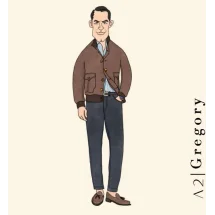 Blouson Cuir marron foncé A2 Gregory | Costume Privé Paris