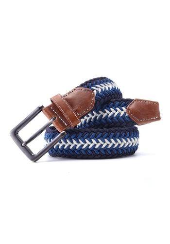 Ceinture Tressée Tricolore Bleu - Élégance et Style