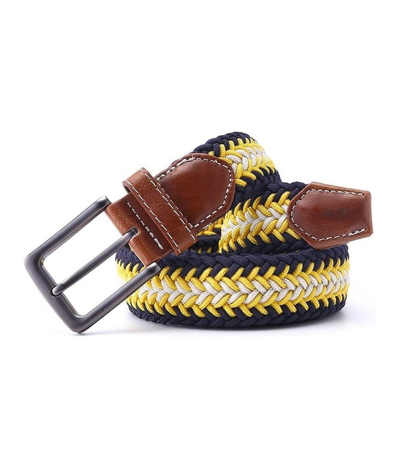 Ceinture Tressée Tricolore Jaune - Style et Confort