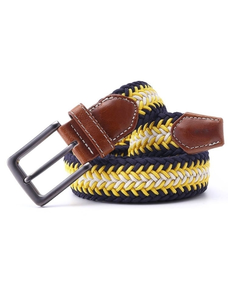 Ceinture Tressée Tricolore Jaune - Style et Confort