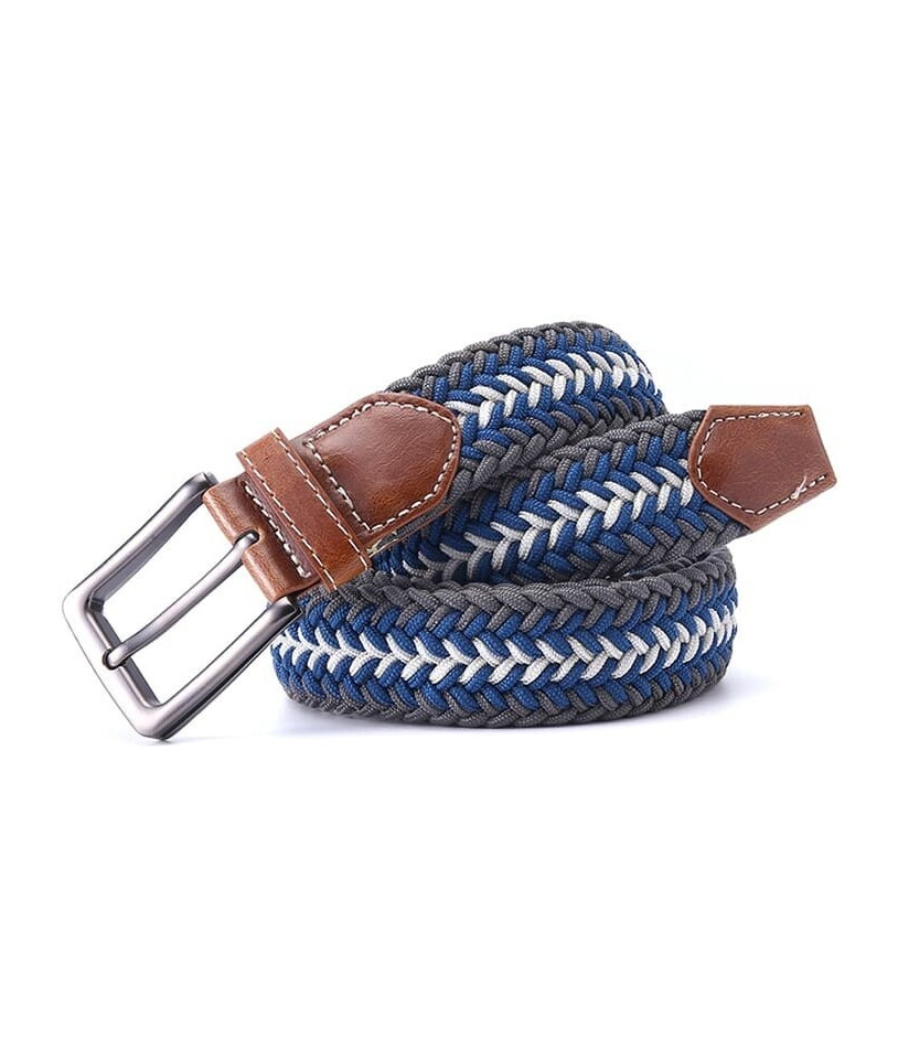 Ceinture Tressée Tricolore Gris - Élégance et Style