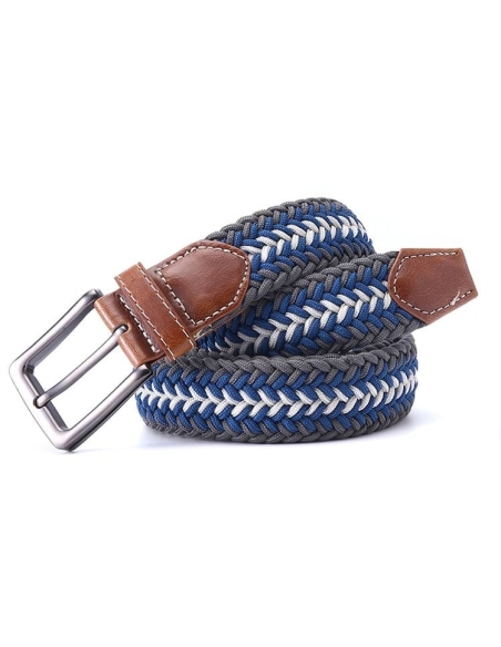 Ceinture Tressée Tricolore Gris - Élégance et Style