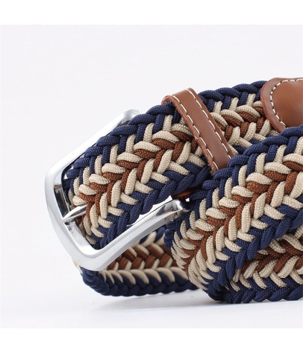 Ceinture Tressée Tricolore Gris - Élégance et Style