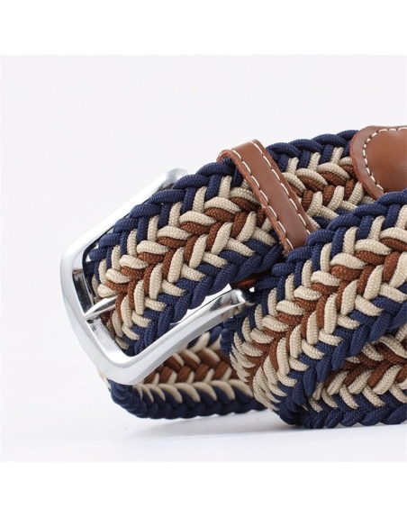 Ceinture Tressée Tricolore Gris - Élégance et Style