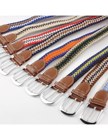 Ceinture Tressée Tricolore Gris - Élégance et Style
