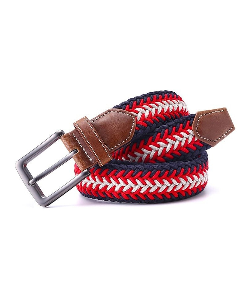 Ceinture Tressée Tricolore Rouge - Élégance et Style