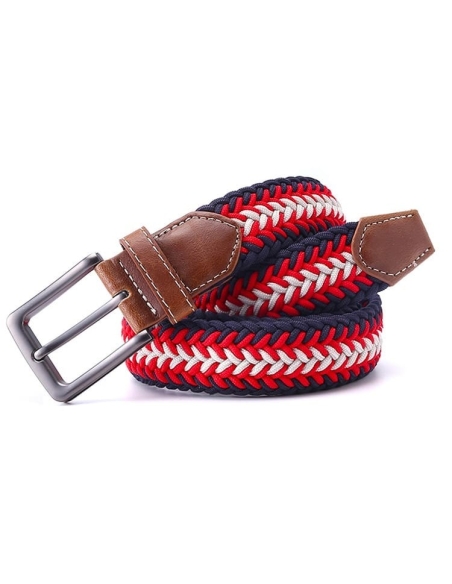 Ceinture Tressée Tricolore Rouge - Élégance et Style