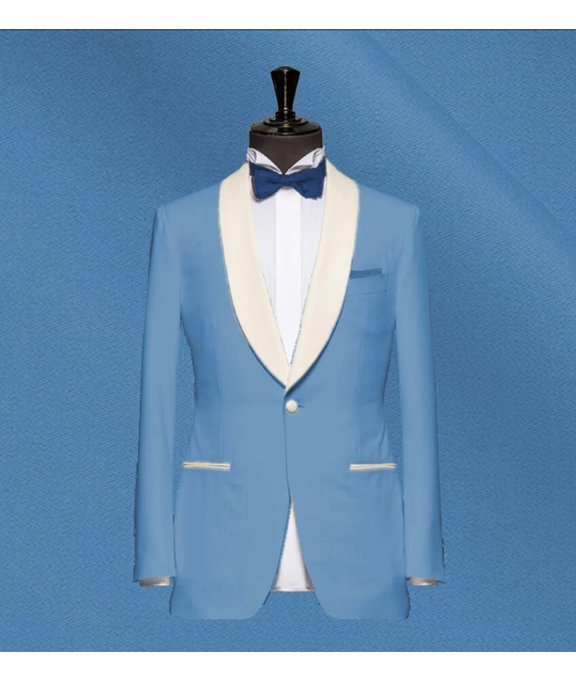 Smoking mariage bleu méditerranéen