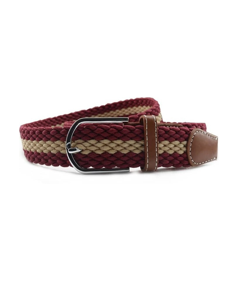 Ceinture Tressée Bordeaux Beige - Élégance et Style