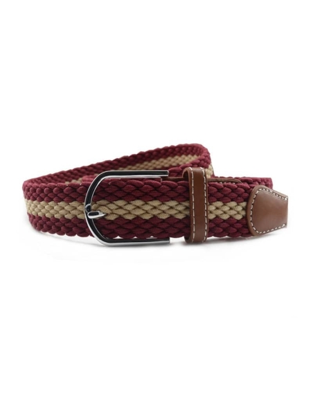 Ceinture Tressée Bordeaux Beige - Élégance et Style