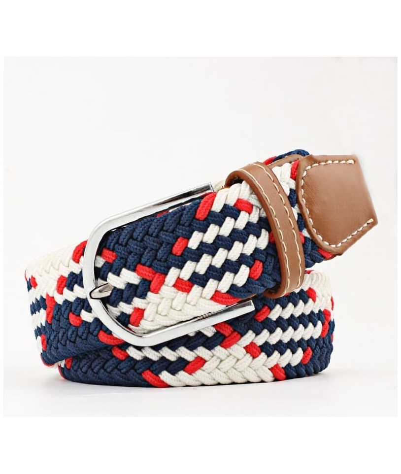 Ceinture Tressée Bleu Blanc Rouge - Élégance & Style