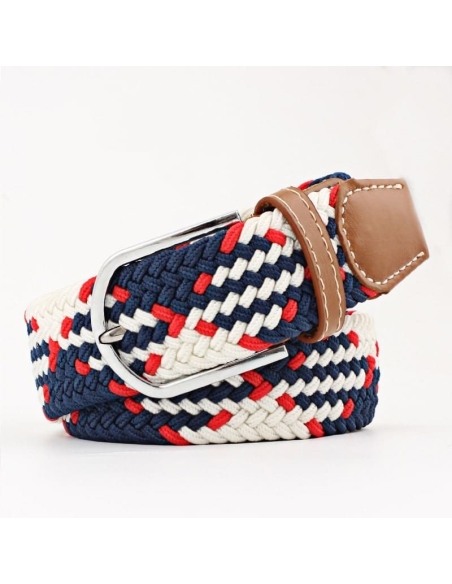 Ceinture Tressée Bleu Blanc Rouge - Élégance & Style