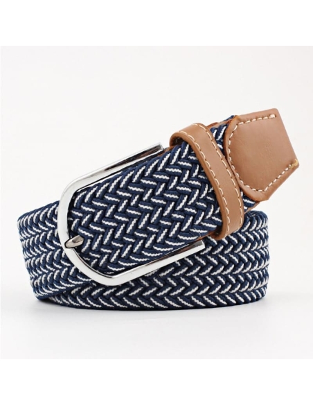Ceinture Tressée Bicolore Bleu Blanc - Élégance et Style
