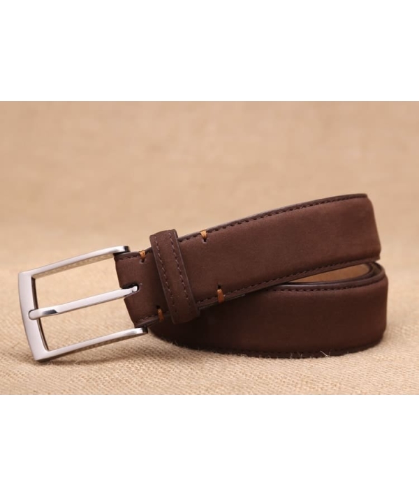Ceinture en Nubuck Marron - Élégance et Confort Assurés