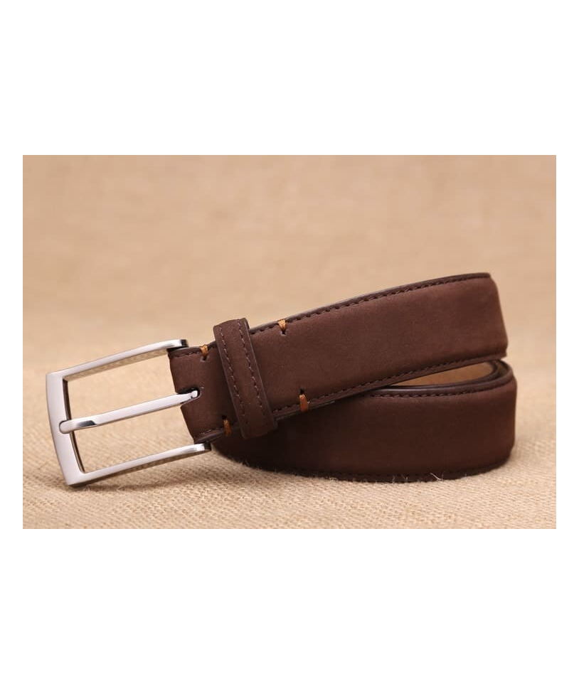 Ceinture en Nubuck Marron - Élégance et Confort Assurés