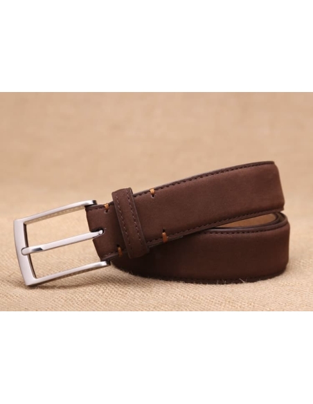 Ceinture en Nubuck Marron - Élégance et Confort Assurés