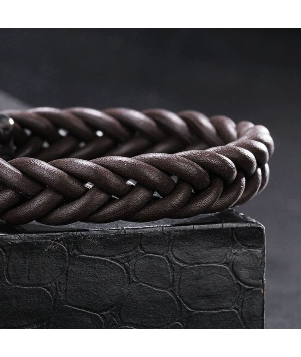 Bracelet Tressé en Cuir Rond - Élégance et Style Unique