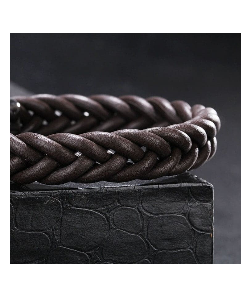 Bracelet Tressé en Cuir Rond - Élégance et Style Unique