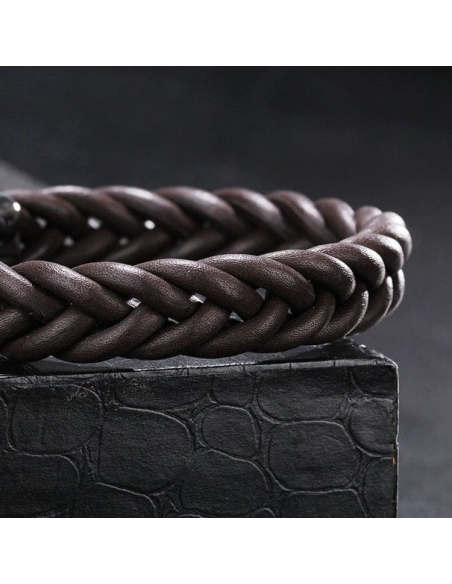 Bracelet Tressé en Cuir Rond - Élégance et Style Unique