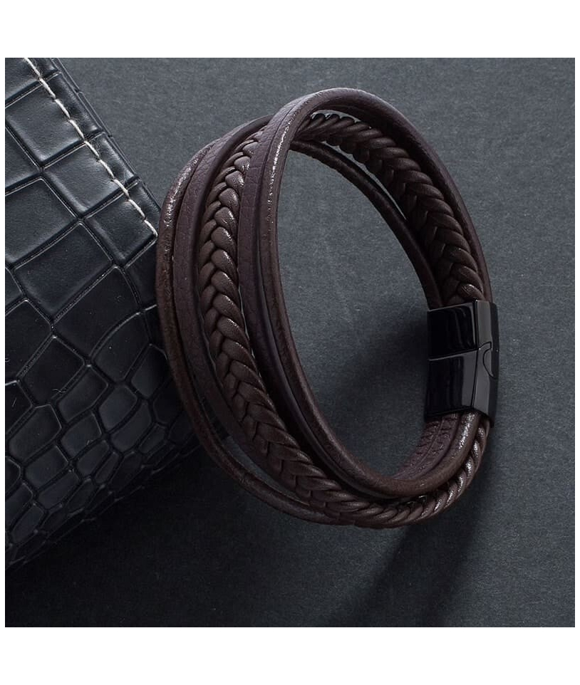 Bracelet Triple Cuir Marron : Élégance et Style Authent...