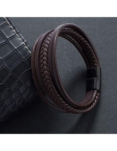Bracelet Triple Cuir Marron : Élégance et Style Authent...