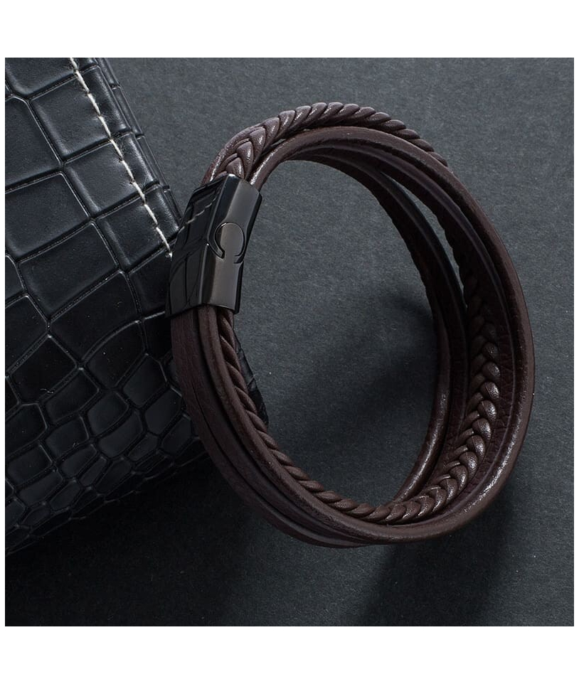 Bracelet Triple Cuir Marron : Élégance et Style Authent...