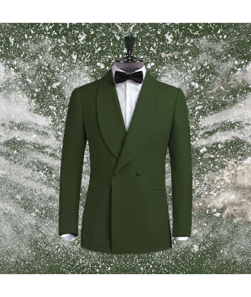 Smoking croisé 2 boutons col châle vert sapin