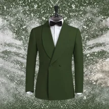 Smoking croisé 2 boutons col châle vert | Costume Privé Paris