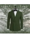 Smoking croisé 2 boutons col châle vert | Costume Privé Paris