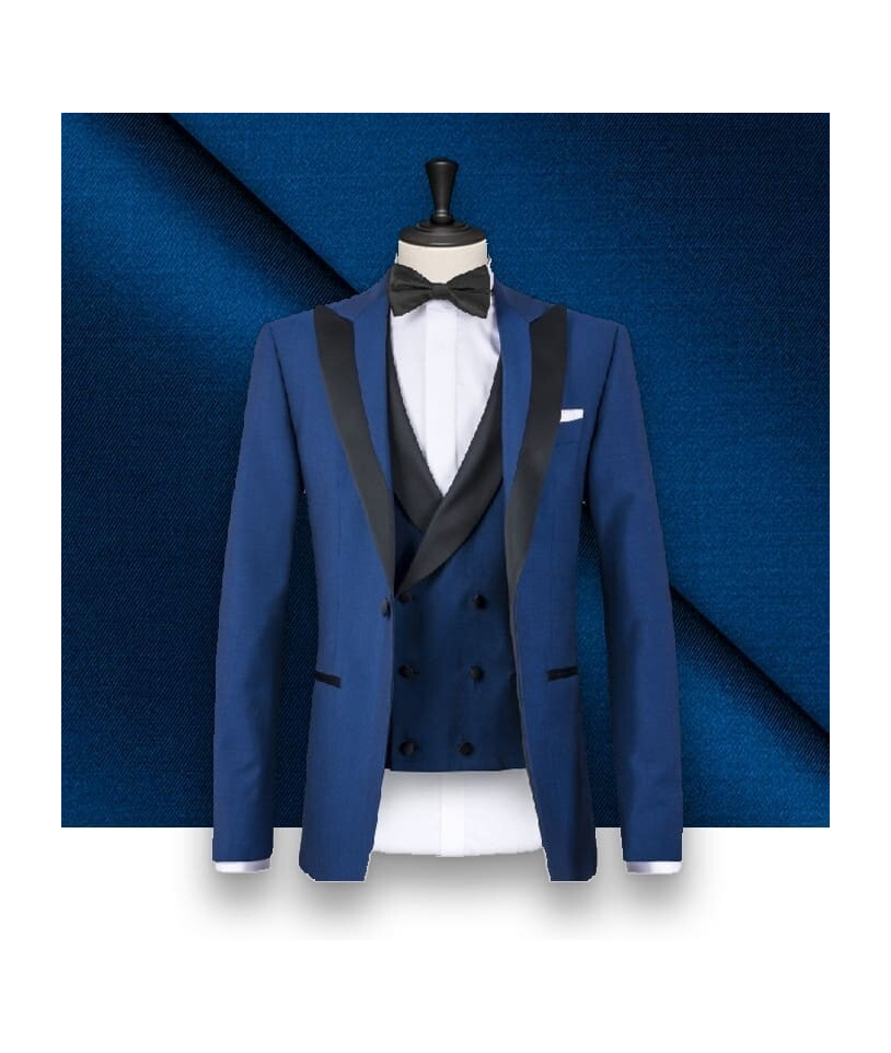 Smoking bleu intense en soie - Élégance assurée