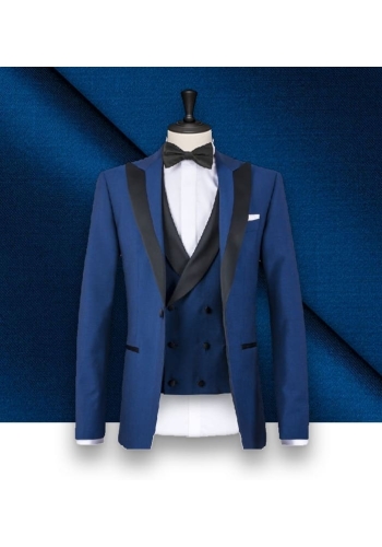 Smoking bleu intense en soie - Élégance assurée